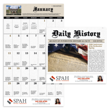 Daily History Wall Calendar - Stapled